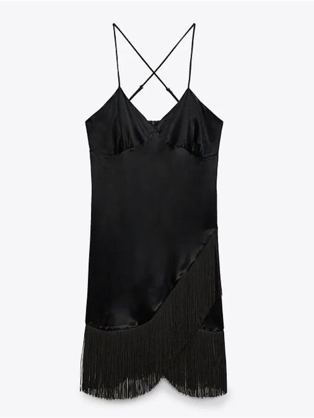 NWT! Zara satin fringe slip dress